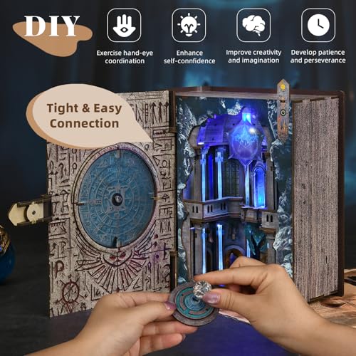 CCCDF Circle of Magic Book Nook Kit,Book Nook Magic Library with LED - color: Circle of Magic