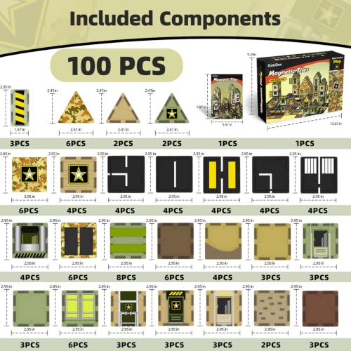 GobiDex 100PCS Magnetic Tiles Building Set, STEM Army Toys for Boys 3+ - color: 100pcs Army
