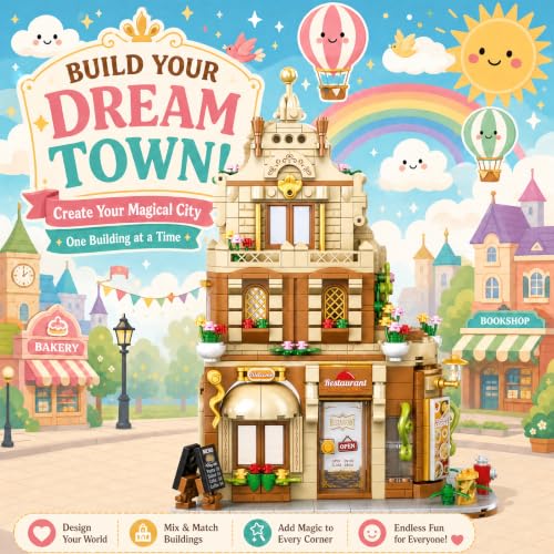 City Street View Building Blocks, Modular Architecture Model - color: Amber Beige