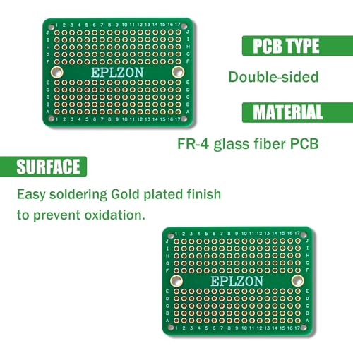 Solderable Breadboard Mini PCB Board Gold-Plated Solder Breadboard for DIY Electronics Projects Apply to Soldering Projects 2.0"x1.5" Mixed Color(Pack of 10 Pcs,Green) - size: Green