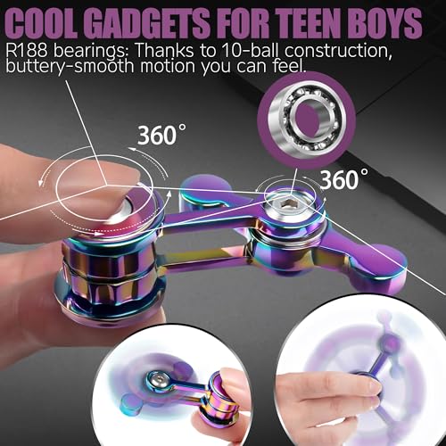 Fidget Spinner Toy for Adult Cool Gadgets Gifts for Teen Boy Metal Silent Figette Office Desk Toy Anxiety Stress Relief Item Quiet Calming Down Autism ADHD Tools Valentines Day Gifts for Him Men - style: colorful