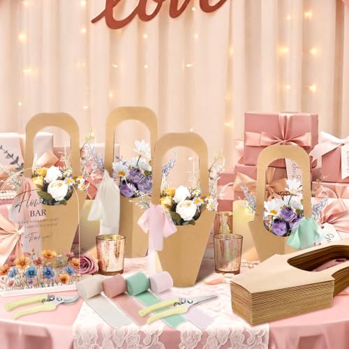 DERTE 57 Pcs Flower Bar Supplies Kit with Acrylic Flower Bar Sign