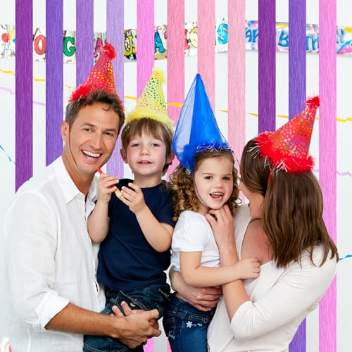Crepe Paper Streamers 8 Rolls, 10 x 98Inch 8 Purple&Pink Colors - color: Purple&Pink