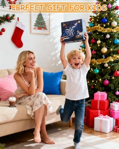 SainSmart Jr. Rocket Launcher for Kids - Upgraded Version, 200 ft Self Launching Motorized Rocket Toy with LED and Safety Parachute, Outdoor Toys for Ages 8-12, Birthday Gift for Kids Boys & Girls - style: Space Outer