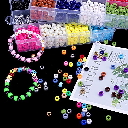 Greentime 9mm Pony Beads Bracelets Making Kit,Rainbow Kandi Rave Beads Set - color: Rainbow 24 Colors, size: 9mm