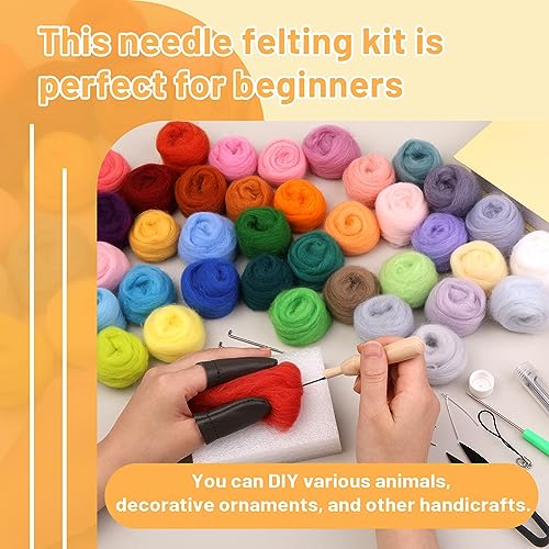 SOCNITC 45 Colors Needle Felting Kits Needle Felting Supplies with Tools - color: 45 Colors