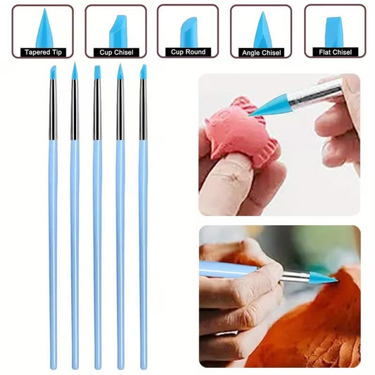 15 PCS Blue Clay Sculpting Tools Set, Professional Silicone Brushes & Dotting Tools Kit for Polymer Clay, Air Dry Clay, Pottery, Modeling & Crafting for Adult - color: 15Pcs-Blue