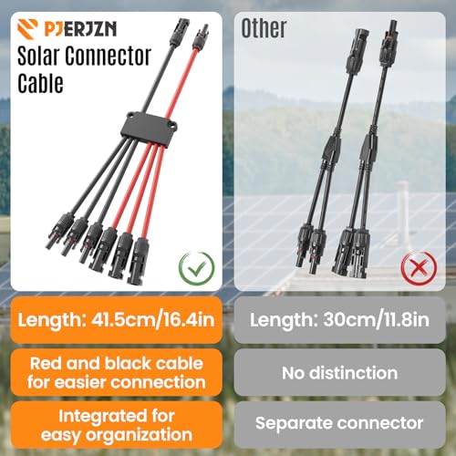 Solar Panel Connector 6 to 2 Solar Y Branch Connectors PV Panels Parallel Connectors Kit Adapter Waterproof Wire Plug Tool for Solar Panel(2 Pcak MF/FFFMMM) - color: 2 Pack, size: 6 to 2