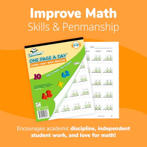 Channie's One Page A Day Double Digit Math Problem Workbook for 1st Graders, 2nd Graders, and 3rd Grade Simply Tear Off On Page a Day For Math Repetition Exercise! Addition and Subtraction Workbook