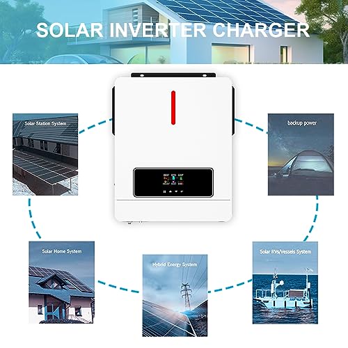 Y&H 6.2KW Solar Hybrid Inverter 48V AC220V On/Off-Grid Solar Inverter Built-in MPPT 120A Solar Charger, Two Load Output Power Max PV Power 6500W Input, Supports Batteryless - size: 6200W-48V-M120A
