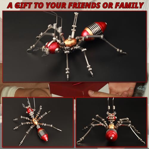 3D Metal Puzzles for Adults,3D Model Building Kit Mechanical Ant DIY 3D Puzzles Assembly Models for Family Time,Birthday Gifts, Red and Gold - color: Red and Gold