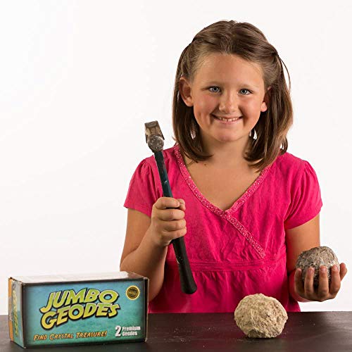 Blue Marble Break Open 2 Jumbo Geodes– Break Your Own Large Geode with Crystals, Earth Science Kit for Kids to Learn Geology, Gifts for Rock Collectors, Cool Rocks for Boys and Girls