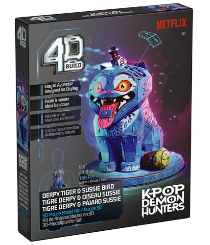 4D Build Kpop Demon Hunters Derpy Tiger & Sussie Bird 3D Puzzle Model Kit - style: Derpy Tiger & Sussie Bird, 168 pcs
