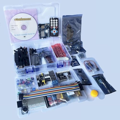 UNO R4 WiFi Super Starter Kit Compatible with Arduino IDE STEM Electronics Circuit Breadboard Include RA4M1+ESP32, Wi-Fi,720P Video Courses and Online Technical Support for Beginners & Engineers