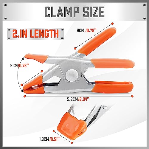 HORUSDY 10-Piece 2 inch Small Spring Clamp, Spring Metal Spring Clamps, 3/4"-inch Jaw opening - color: Orange, size: 2 inch 10-Piece