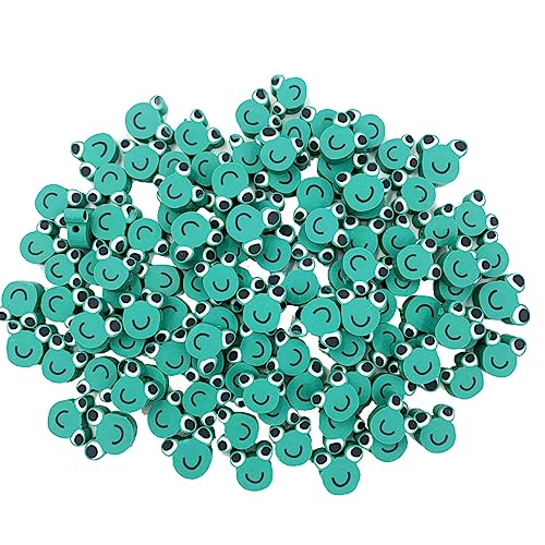 100Pcs Frog Polymer Clay Loose Spacer Beads, 10mm Cute Beads Charms for Women DIY Hair Clip Necklace Bracelet Jewelry Earring Handmade Craft Making - color: frog