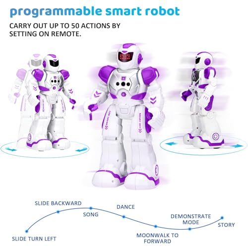 KingsDragon Robots Toy for Kids, RC Robot Gesture Sensing Smart Toy - color: Purple