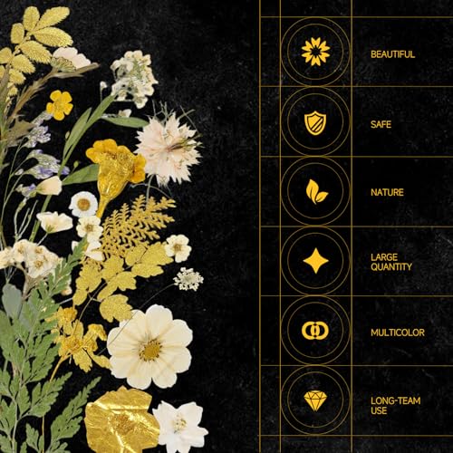 85 Pcs Dried Flowers for Crafts - size: 85 pcs Golden+White Dried Flowers
