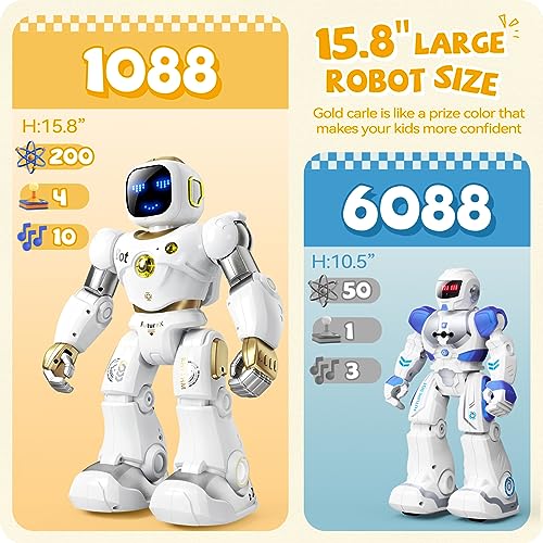 Ruko 1088 Programmable Robot Toy for Kids, STEM Learning Gift, Gold - color: Gold