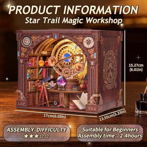TOYQI Book Nook Kit, DIY Miniature Dollhouse Kit for Adults and Teens - color: Magic Workshop