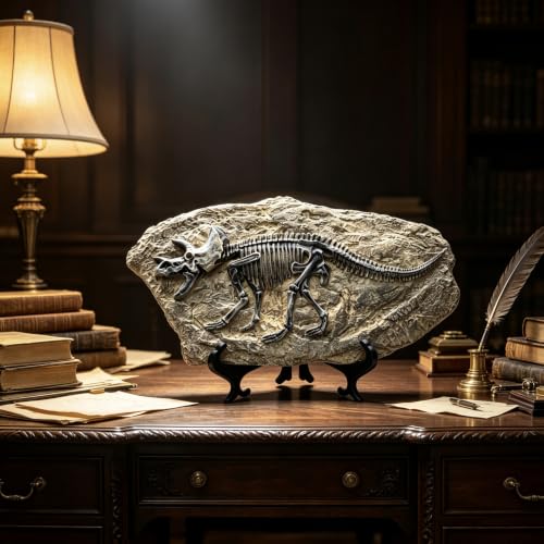 XINDAM Resin Triceratops Dinosaur Fossil Statue Model Simulated Skeleton Home Office Display Decorative Craft Box Decoration (Style 6) - color: Style 6