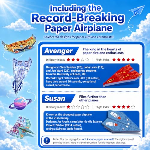 Xuoent Paper Airplane Kit for Kids, World Record Paper Planes - color: Red