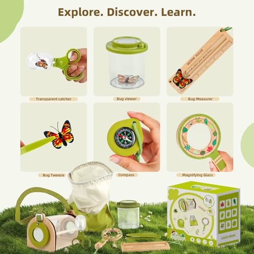 Wooden Bug Catcher Kit for Kids, Bug Catching & Insect Explorer Set