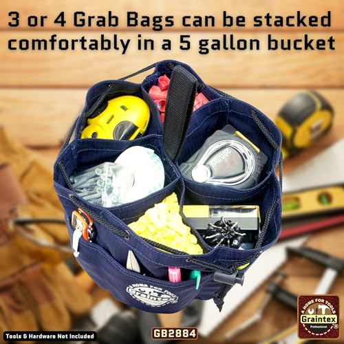 Graintex 18 Pockets Grab Bag Rip-stop Canvas Drawstring Closure, Small Part Organizer Pouch, Small Tools, Screws, Parts, Parachute Tool Bag for Efficient Storage - Navy Blue - color: Navy Blue
