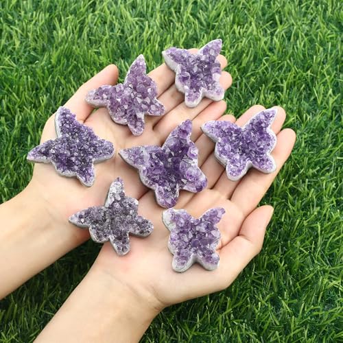 ZHIYUXI Butterfly Gifts Crystal Butterfly Cluster Amethyst Healing Crystals - color: U# Butterfly