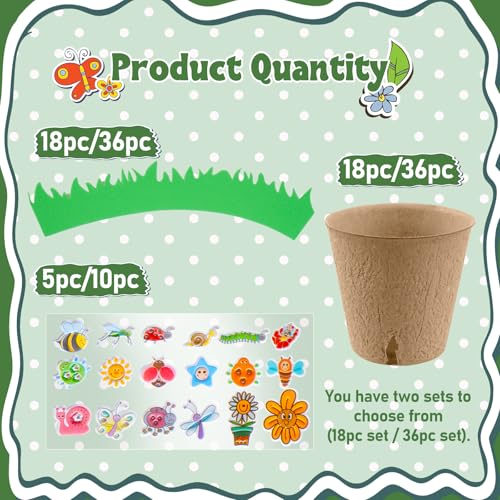 Spring Garden Paper Pot Craft Kit Bulk for Kids Flower Planting Growing - size: 36pc