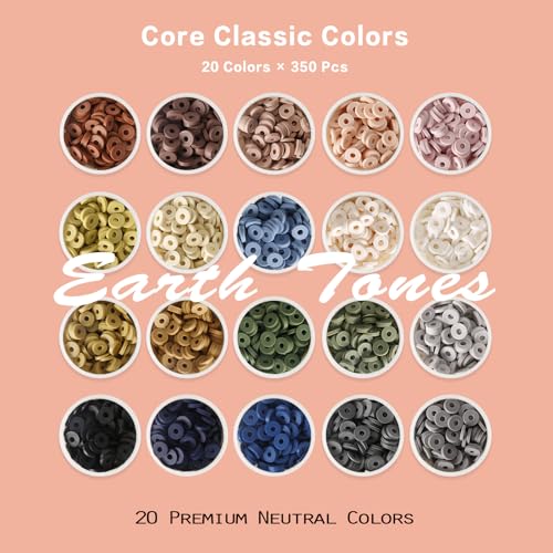 ADIIL 7200pcs Clay Beads Bracelet Making Kit, 6mm Polymer Heishi Beads for Jewelry Making, Friendship Bracelet Kit Birthday Gift for Adults Neutral - color: Neutral