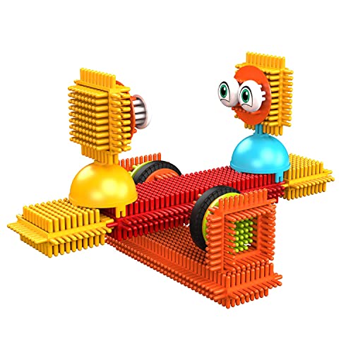 Contixo 144 pcs Bristle Shape 3D STEM Building Toys, Construction Learning Stacking Educational Block, Creativity Beyond Imagination, Inspirational, Safe & Durable, Recreational Toy for Kids Ages 3-8 - style: STEM-144pcs