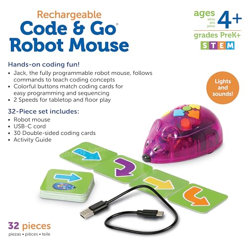 Learning Resources Rechargeable Code & Go Robot Mouse, Ages 4+