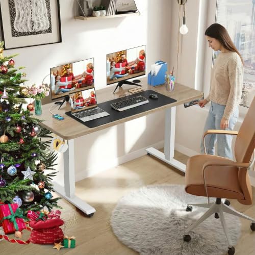 farexon 55x24 Inch Electric Standing Desk with Mouse Pad, Oak Gray - color: Oak Grey, size: 55 x 24''