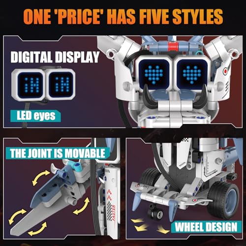 STEM Robot Building Sets for Kids Ages 6-16, 5-in-1 Remote Control and APP Robot Toys,343 Pcs DIY Building Science Educational Kit, Building Block Birthday Present for Teen Boys Girls - color: K96229