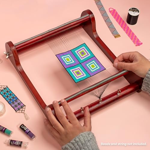 The Beadsmith Wooden Bead Loom - size: 12.5 x 13 x 3.5 inches