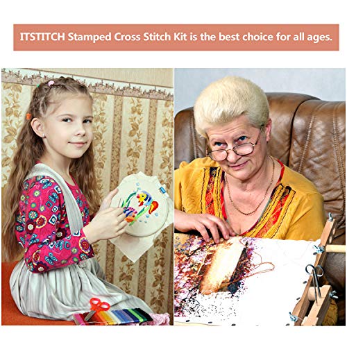 Stamped Cross Stitch Kits 11CT 3 Strands Full Range of Crossstitching Kits Preprinted Easy Patterns for Girls Crafts DMC Printed Cross-Stitch Kits for Beginner- Cats Hide in The Cups,14.6x6.7(inch) - color: Cats hide in the cups,14.6x6.7(inch)