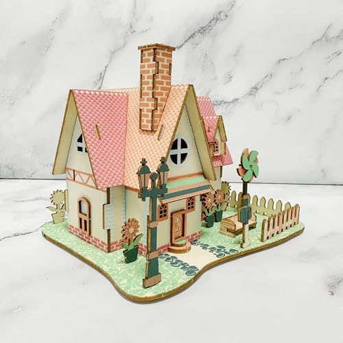 Log Cabin 3D Wooden House Puzzle,DIY Mini Building Model Kit,018 - color: 018