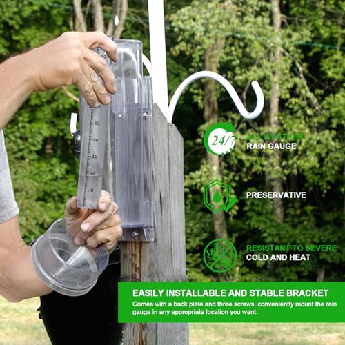 Holdly Professional Rain Gauge Outdoor, 11-Inch Capacity, Mounting Bracket