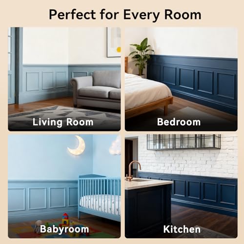 Upick Peel and Stick Wainscoting Pre-Cut Wall Molding Kit, 20"x20", 3-Frame - size: 20"W x 20"H