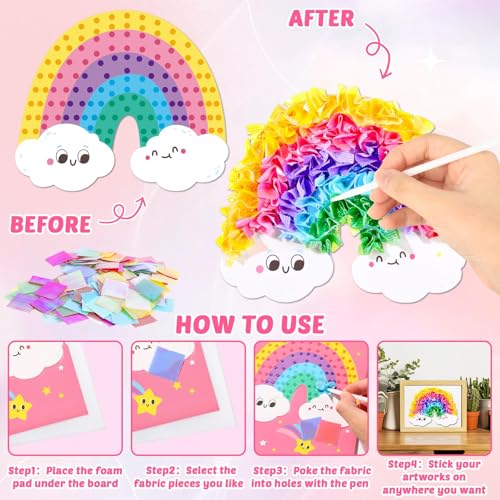 Lonfliness 8 Pcs Unicorn Poke in Craft Kits for Kids Mess Free DIY Art - style: Unicorn