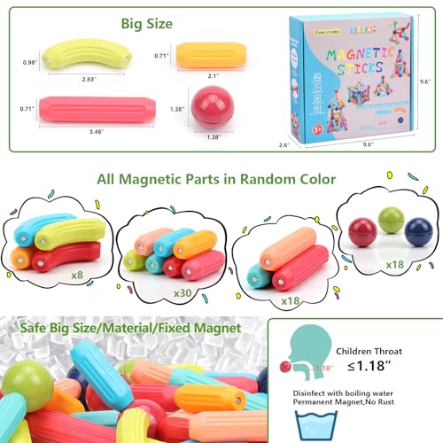 COUOMOXA Magnetic Building Blocks STEM for Toddlers: 74pcs Montessori Magnet Toys for 3 4 5 6 7 8+ Years Old Kids - Sensory Toys for Preschool Gifts-Starter Set - Birthday Gift for Boys Girls - style: 74 PCS