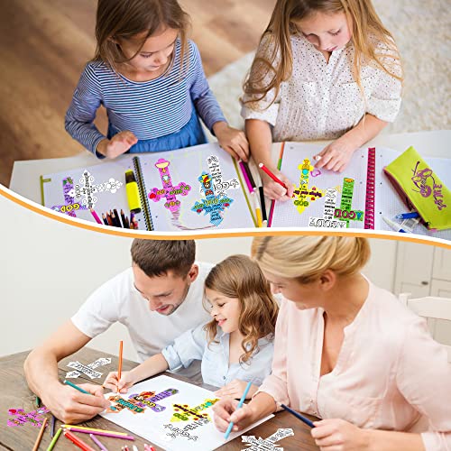 CY2SIDE 60PCS Color Your Own Holy Week Cross, Make Your Own Bible Cross Bookmark for Kids, Magic Art Making Kit for Bible School, DIY Christian Religious Sunday School Crafts for Kids Home Activities - style: Bible Cross