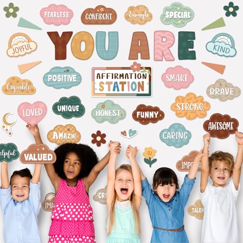 45pcs Boho Affirmation Station Bulletin Board Set Classroom Decor - style: Classic Boho