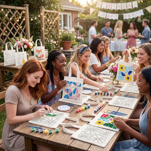 Aliceset 16 Pcs Color Your Own Bag Tote Bag Painting - style: Boho
