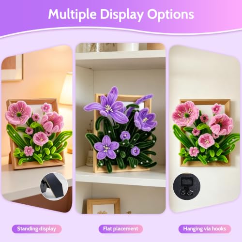DIY Pipe Cleaner Flower Frame Craft Kit, 2 Wooden Display Frames