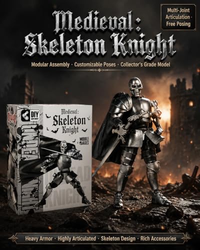 5.5 inch T13 Skeleton Knight Action Figure Set - color: Silver Skull Knight