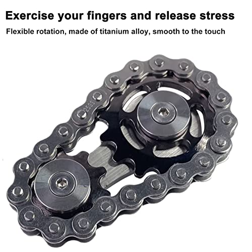 Bike Chain Gear Fidget Spinner Metal Sprocket Chain Fidget Toy, Grey - color: Gun-metal Plating Sprockets