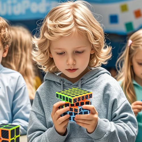 AuntyFey Speed Cube Set 5 Pack Bundle of 2x2, 3x3, 4x4, 5x5,Pyraminx