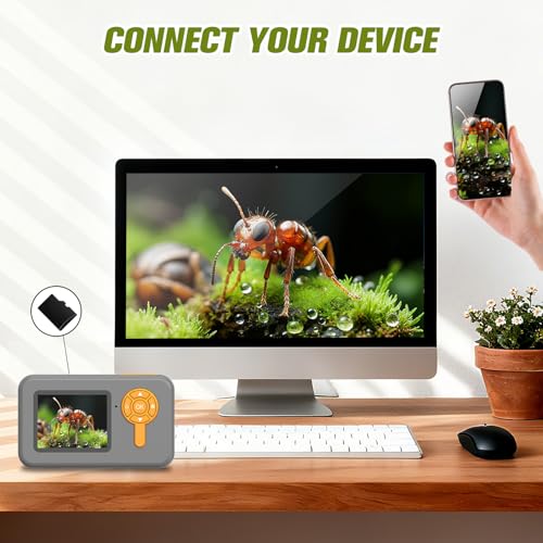 1200X Camera Microscope for Kids with 2 inch Screen STEM Rechargeable Digital Science Kit Handheld Zoom with Photo and Video Gift for Ages 6-12 (Grey)